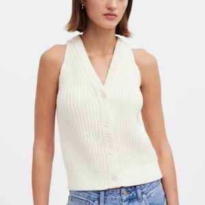 Madewell Cutaway Cream Sweater Vest Size XS Button Front